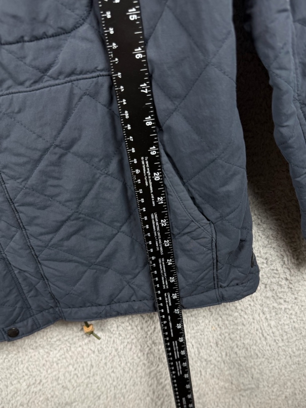 Relwen Quilted Insulated Tanker Snap Zip Up Jacket Size L Charcoal Blue/Orange - Picture 9 of 11